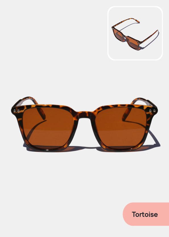 Rectangular Double-Bridge Sunglasses